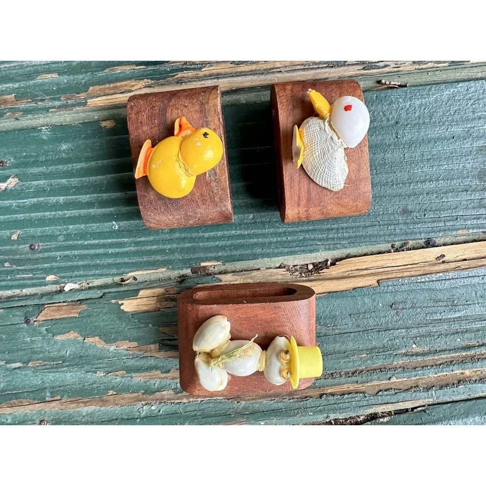 Napkin‎ Rings Holder holiday table scandi danish modern Set of 6 Wood